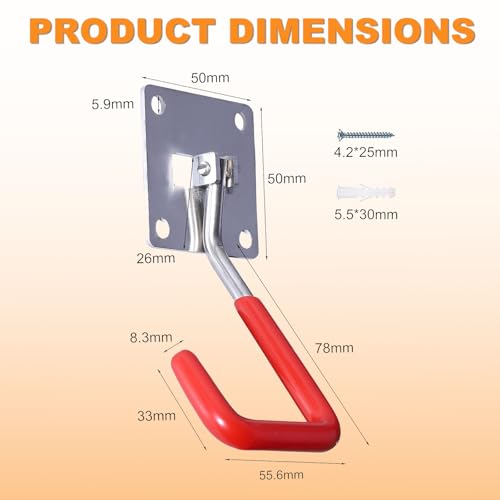 Garage Hooks 8 Pack Adjustable Hooks for Wall Storage (8 Packs)