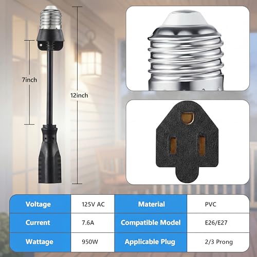 1 Pcs 3 Outlet Light Socket Adapter (Black)