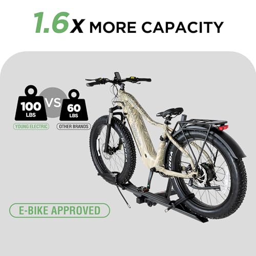 Young 100LBS. Capacity Aluminum 1 (100 lbs 1 E-Bike Rack - Black)