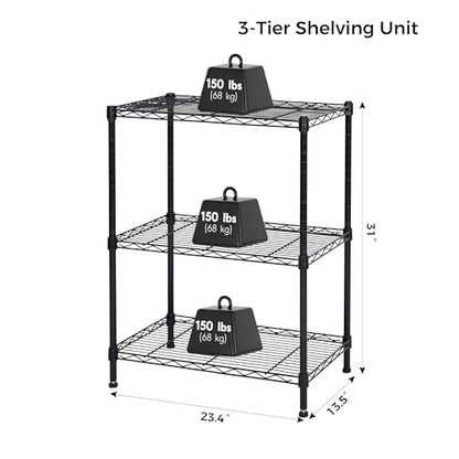 3 Shelf Storage Rack (3-Tier（13.5" D x 23.4" W x 31" H）)