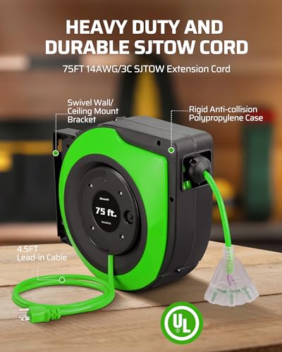 75FT Extension Cord Reel (Green)