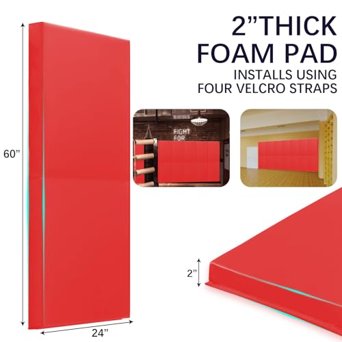 60" 72" High Gym Wall Padding 2" (RED / 60" x 24" x 2")