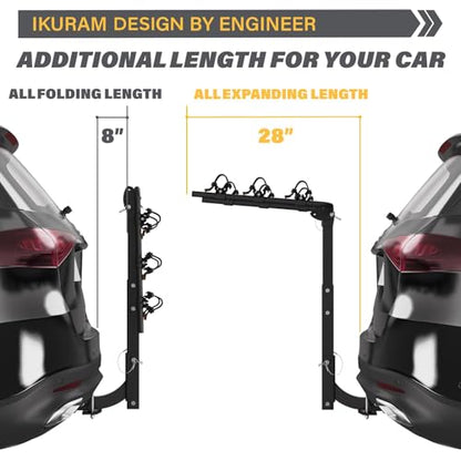 3 Bike Rack Bicycle Carrier Racks Hitch Mount Double Foldable Rack for Cars Truck SUV Fits 2" Hitch Receiver (3-BIKE RACK)