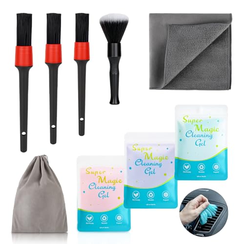 9Pcs Car Cleaning Kit for Dashes Air Vents Keyboards Electronics (9 Piece set)