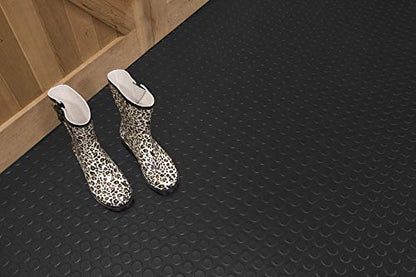 Seamless Sheet Vinyl Shed Flooring Cover with Bonded Fibrous Backing (8' x 8' / Midnight Black)