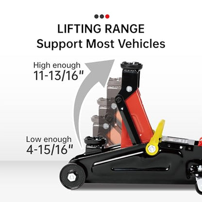2-Ton (4000 lbs) Hydraulic Trolley Garage Service/Floor Jack with Blow Mold Carrying Storage Case for sedans and Pickup Trucks Home and Workshop Vehicle Maintenance