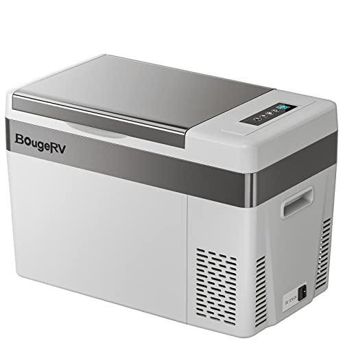 12 Volt Refrigerator With Cover 12V Car Fridge 30 Quart Portable Freezer Compressor Cooler Compressor Freezer (30 Quart with Cover / Grey)