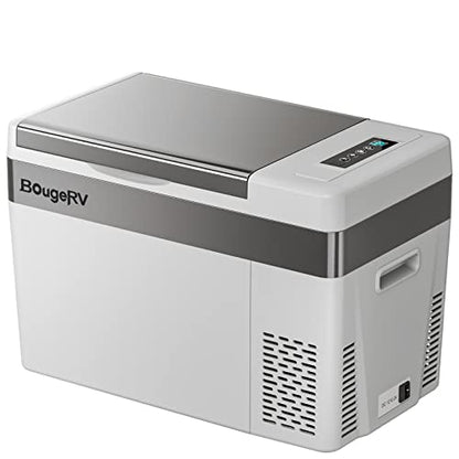 12 Volt Refrigerator With Cover 12V Car Fridge 30 Quart Portable Freezer Compressor Cooler Compressor Freezer (30 Quart with Cover / Grey)