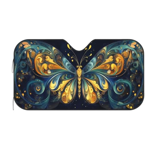Beautiful Butterfly Car Sun Shade Windshield Sunshade Foldable Front Window Shield Cover for Truck SUV (Blue13 / Small)