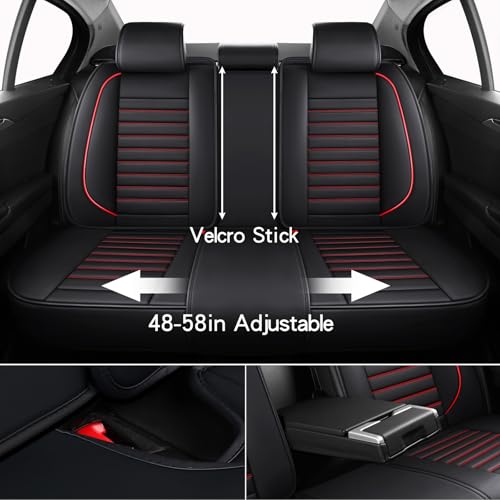 Leather Car Seat Covers Full Set (Red 2/Full Set)