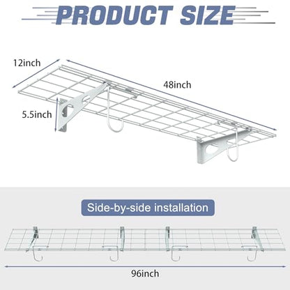 2 Pack Garage Wall Shelves (White / 12*48inch)