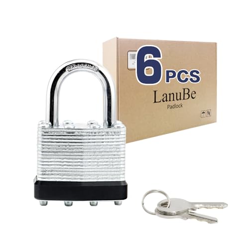 Laminated Keyed Alike Padlock 6 Pack 1.6 (6 Pack Black)