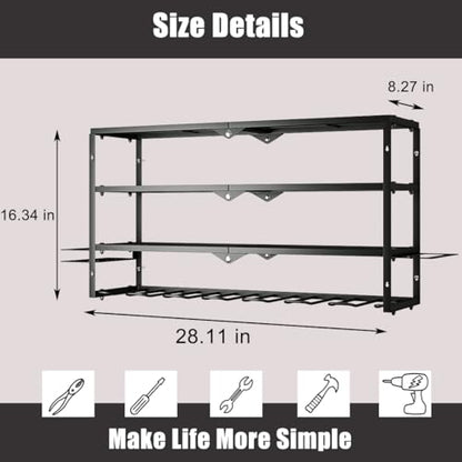 Power Tool Organizer Heavy Duty Wall Mount Drill Tools Holder (Black / 7 Slots 3Layers)