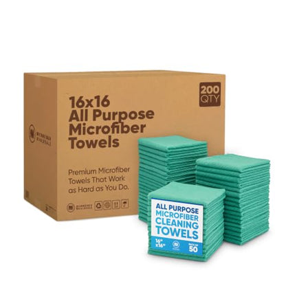 Bulk 16" x 16" All Purpose Microfiber Towels Wholesale (Green-200 Qty / 200 Pack)