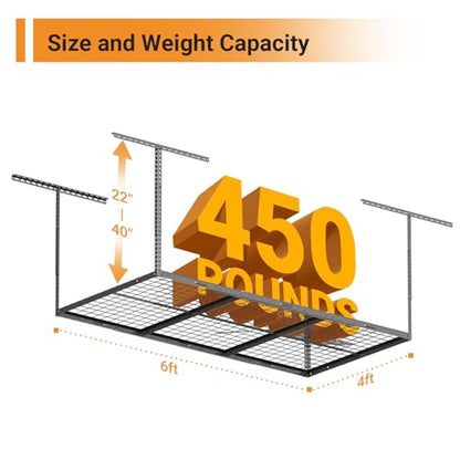 4x6ft Overhead Ceiling Garage Storage Rack (Black / 4x6ft)