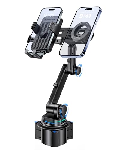 Dual Cup Holder Phone Mount for Car (Clamp & Magsafe)