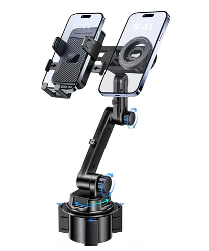Dual Cup Holder Phone Mount for Car (Clamp & Magsafe)