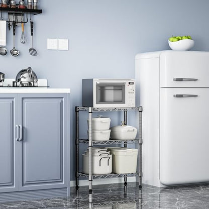 750 lbs 3 Tier Shelf Metal Storage Shelves Wire Rack Closet Organizers with PP Board for Garage Kitchen Bathroom Laundry Chrome 11.8" D x 21.7" W x 28.6" H (3 tier, 11.8" D x 21.7" W x 28.6" H / Chrome)