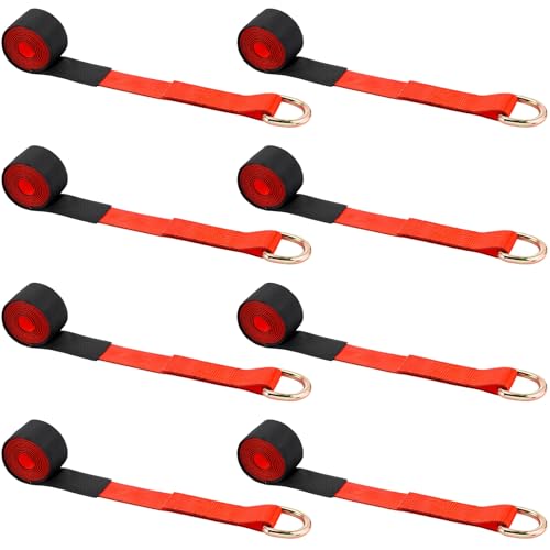 8 Pack 2" x 8ft Lasso Tow Truck Straps with D Ring 11 (2" X 8 ft / Red)
