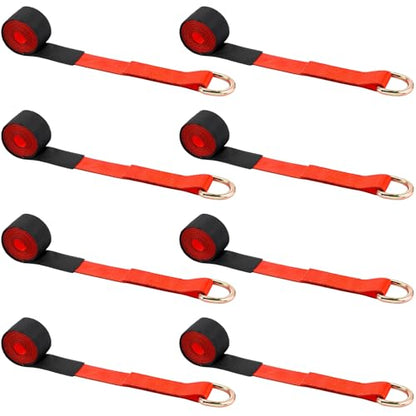 8 Pack 2" x 8ft Lasso Tow Truck Straps with D Ring 11 (2" X 8 ft / Red)