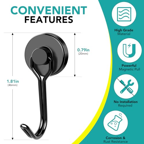 Magnetic Hooks (Black / 0.79in)