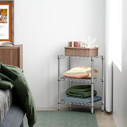 750 lbs 3 Tier Shelf Metal Storage Shelves Wire Rack Closet Organizers with PP Board for Garage Kitchen Bathroom Laundry Chrome 11.8" D x 21.7" W x 28.6" H (3 tier, 11.8" D x 21.7" W x 28.6" H / Chrome)