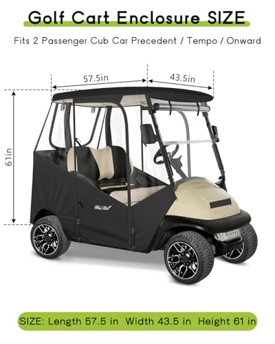 2 Passenger Golf Cart Enclosure for Club Car Precedent Tempo Onward (New for Precedent Tempo Onward 2 Passenger / Black)