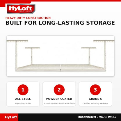 Overhead adjustable Garage Storage Rack (White / Storage)