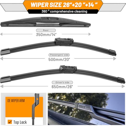 Windshield Wiper Blade Replacement for Subaru Ascent 2019 (26"+20+14)