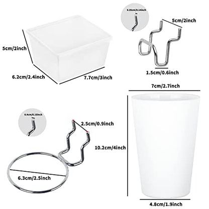 6 Sets Pegboard Bins Cups with Hooks Loops (White)