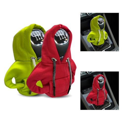 2PCS Car Gear Shift Hoodie Auto Shifter Knob Cover (Red&Green / 2 Pcs)