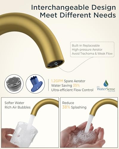 4" Brushed Gold Bathroom Sink Faucet 2 Hole (Brushed Gold)