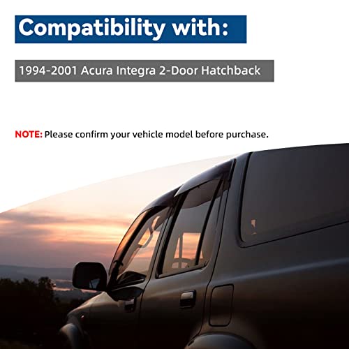 2pcs Window Visors Rain Guards for 94 (for 1994-2001 Acura Integra 2-Door Hatchback)