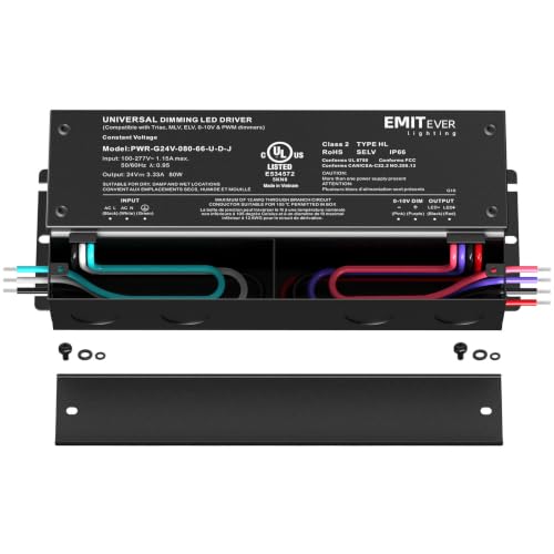 80W 24V 5-in-1 Dimmable LED Driver,AC 110-277V to DC Power Supply (24V 80W)