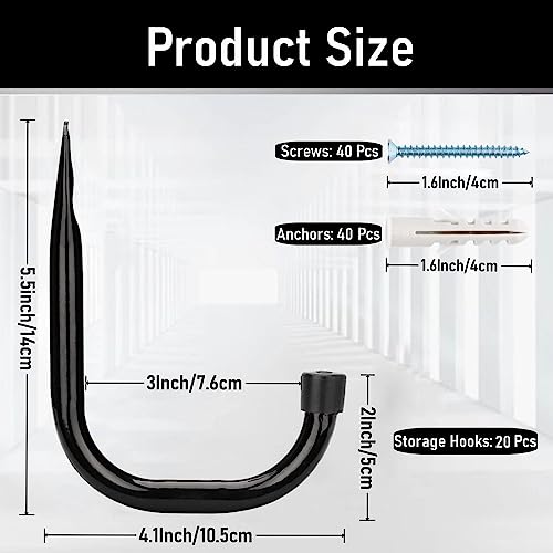 20 Pcs Heavy Duty Garage Storage Utility Hooks (4.1inch(20Pcs))