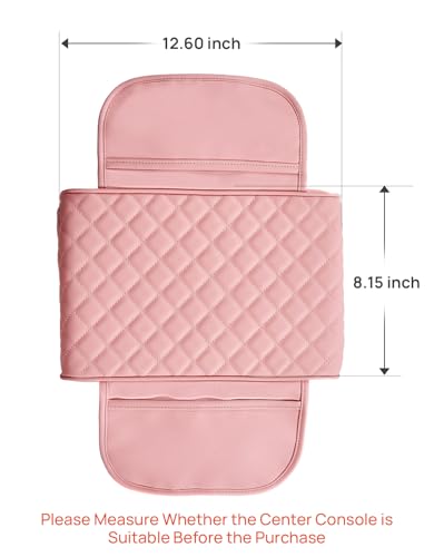 Pink Center Console Cover with Storage Bag for SUV Sedan (Pink / 12.6" x 7.8" x 2.16")