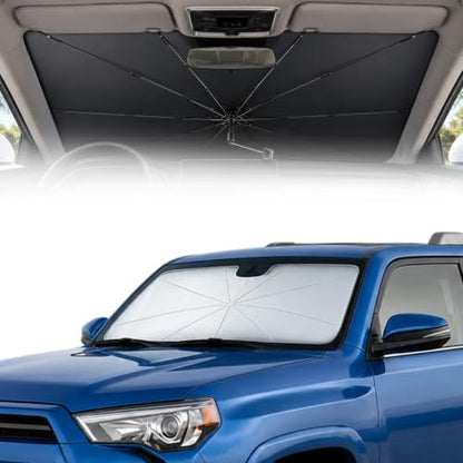 Windshield Sun Shade Umbrella (Medium-Foldable / Silver & Black)