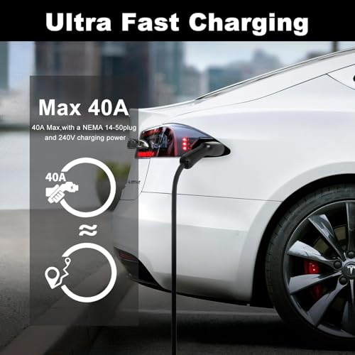 Best Volt Electric Vehicle Portable Charger for Tesla (Black / Nema 14-50 240V/40A)