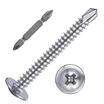 150 pcs) Wensilon #10×1-1/2”for Sheet Metal Self-Tapping Screws 410 Stainless Steel Truss Head High-Strength Quick Tapping Screws (#10X1-1/2" / Silver)
