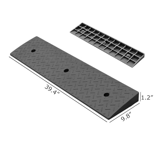 2 Pack 1.2'' Rise Rubber Curb Ramp Heavy Duty Loading Rubber Curb Ramps (1.2" H)