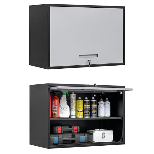 Metal Wall Cabinet with Locking Door and Shelf (21.65"H / Black Grey)