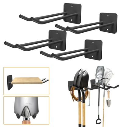 Garage Storage Hooks Heavy Duty Steel Tool Organizer Wall Mount Hangers Hooks Racks for Ropes Hoses and Garden Yard Tools Organization Holder Bulk Items Hanging Tool 9 Inch 4 Pack Holds 280 Pounds (4 PACK)