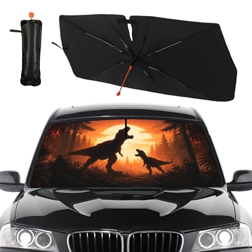 Dinosaur Sunset Car Windshield Sunshade Umbrella Sunset Print Sun Shade for Car Windshield Umbrella Upgraded Sunshades Blocks UV & Heat Front Window Shades for SUV Sedan Auto (One Size / Style18)