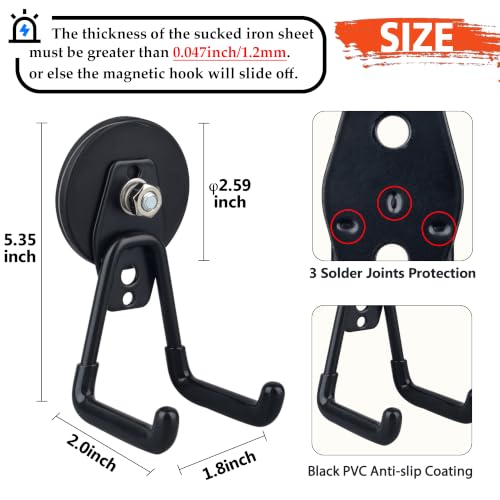 Heavy Duty Magnetic Garage Hooks (2.59INCH 4PACK Black Medium Hooks)