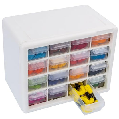 16 Drawer Plastic Storage Cabinet (White / 16 Drawer / 1 Pack)