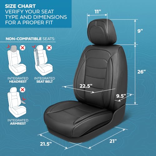 Elite Edition Faux Leather Seat Covers for Cars (Prestige Fronts-Black / Front Seats)
