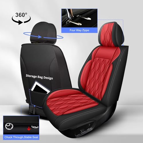 Full Set Waterproof Leather Seat Covers for Toyota Corolla 2000 (#067 Black&Red / 4.Corolla-5 Seat Covers Full Set)