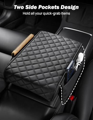 Center Console Cover for SUV Sedan (Black / 12.6" x 7.8" x 2.16")