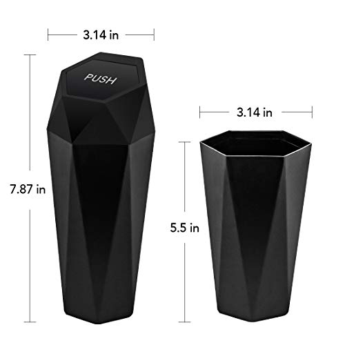 Car Trash Can with Lid (Black-1Pc)