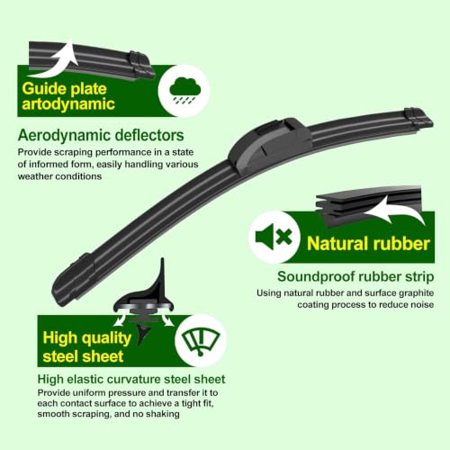 OEM Quality 16in + 16in Premium All (16"+16"(Pair for Front Windshield))